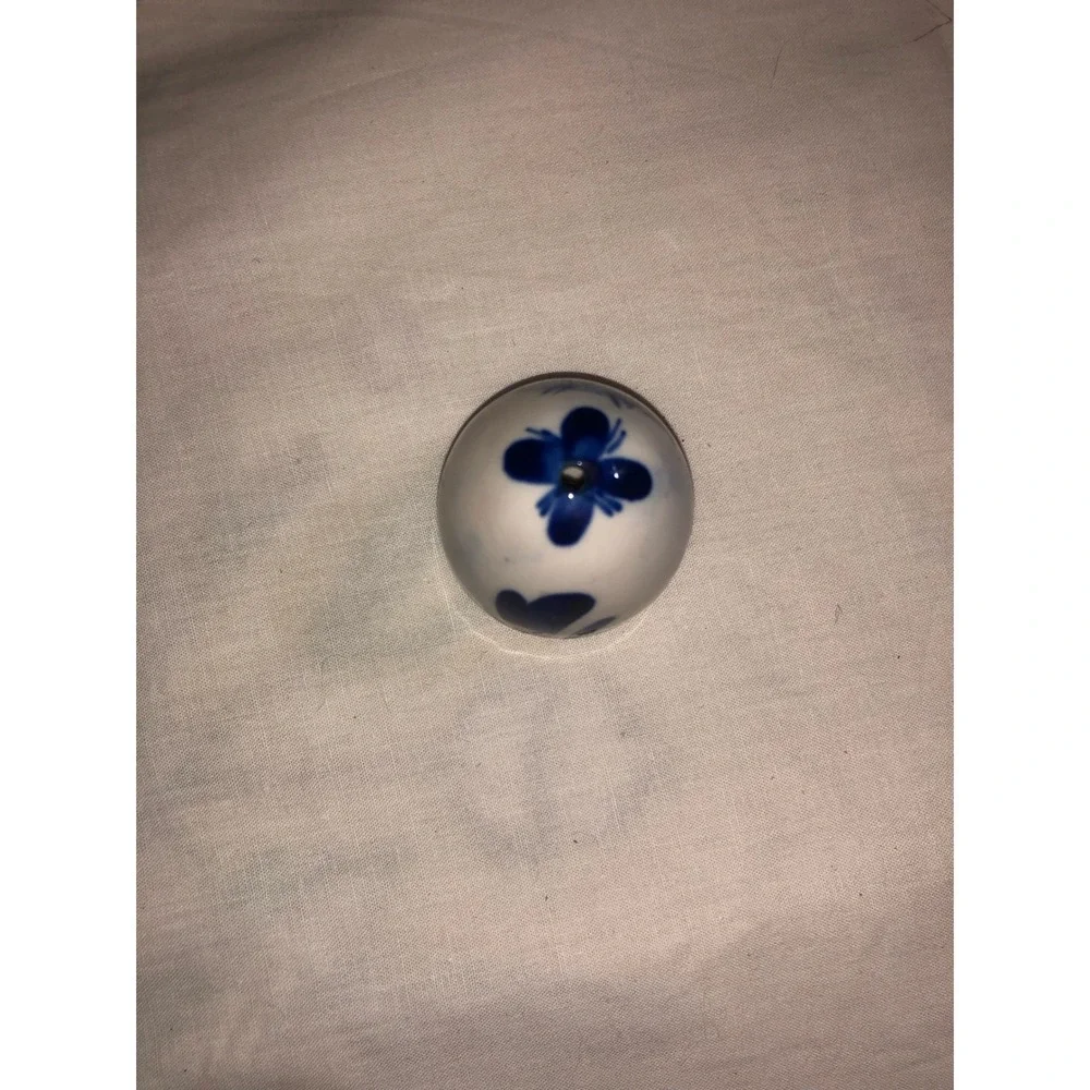 Delft Blue Ceramic Egg Salt and Pepper Shakers Windmill Floral Blue White 2in
